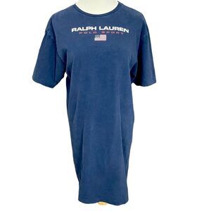 Vintage Y2K Polo Ralph Lauren Navy Blue T-shirt Dress S/M